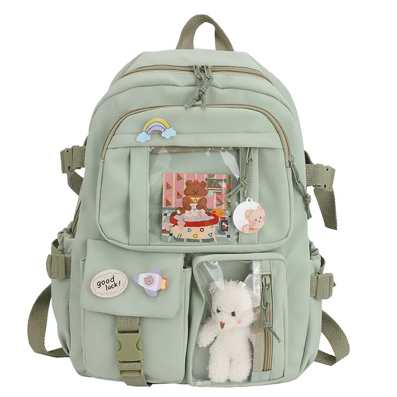 

Women's Multi-Pocket Waterproof College School Bag Transparent Bag Large Capacity Travel Backpack Laptop Backpack