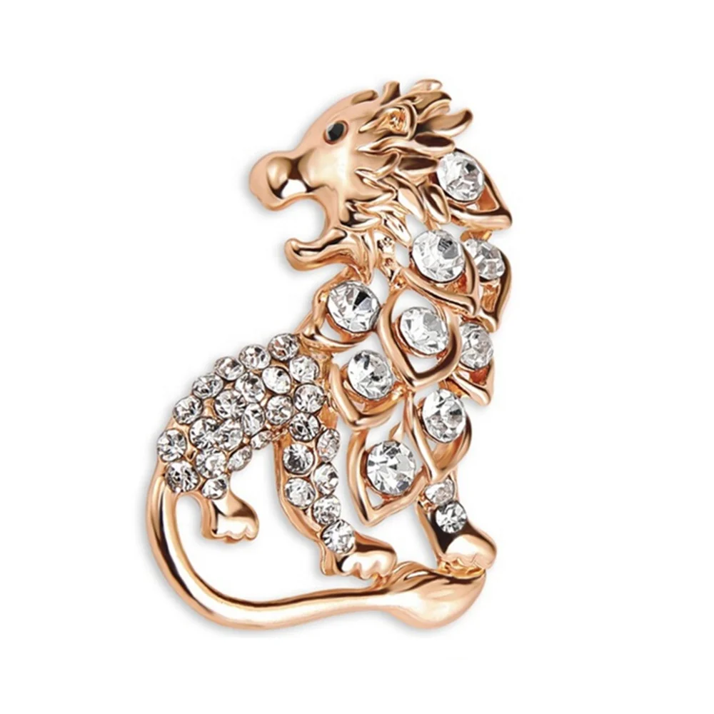 

Wholesale Gold-tone Crystal Rhinestone Lion Shape Brooches Brooch Animal Brooch For Men, Picture