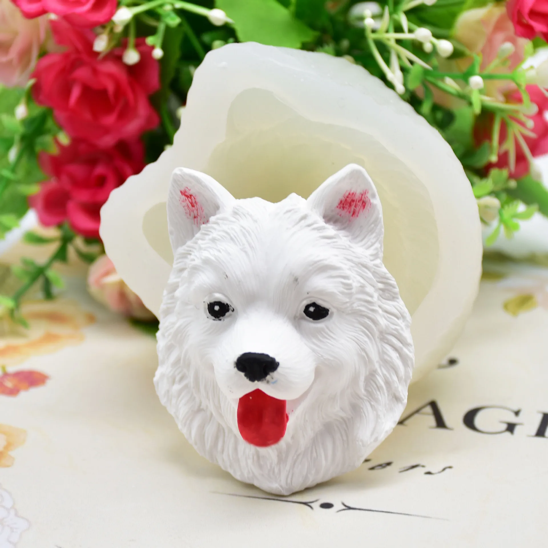 

DIY Baking Samoyed Modeling Aromatherapy Plaster Fondant Cake Decoration Clay Silicone Mold Baking Pastry Accessories Supplies