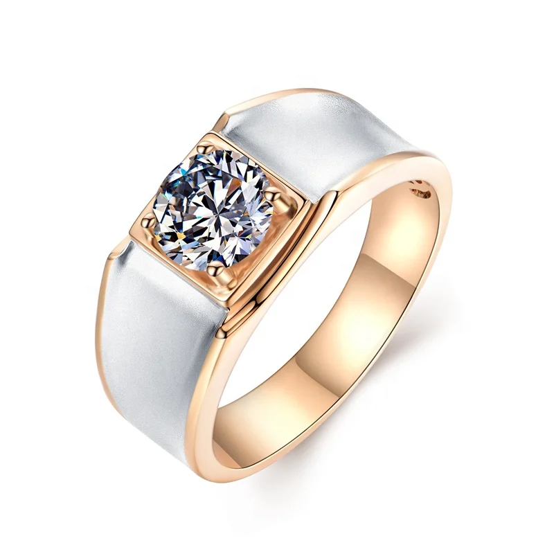

Custom Jewelry Mens 18K Real Gold Jewelry Moissanite Ring, As picture