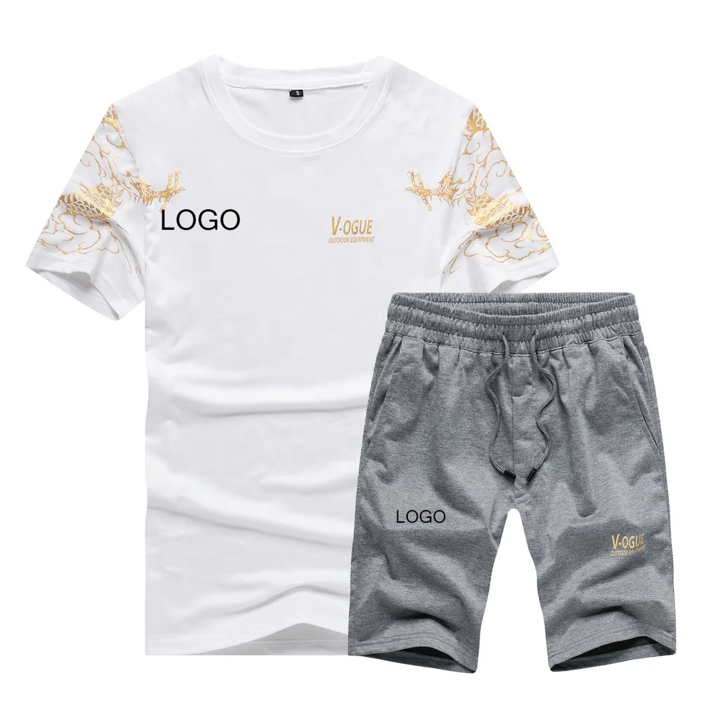 

Custom Logo Print Summer Comfortable Breathable Running Pants And Short Shirts Sets Sportswear For Men Gym, Picture