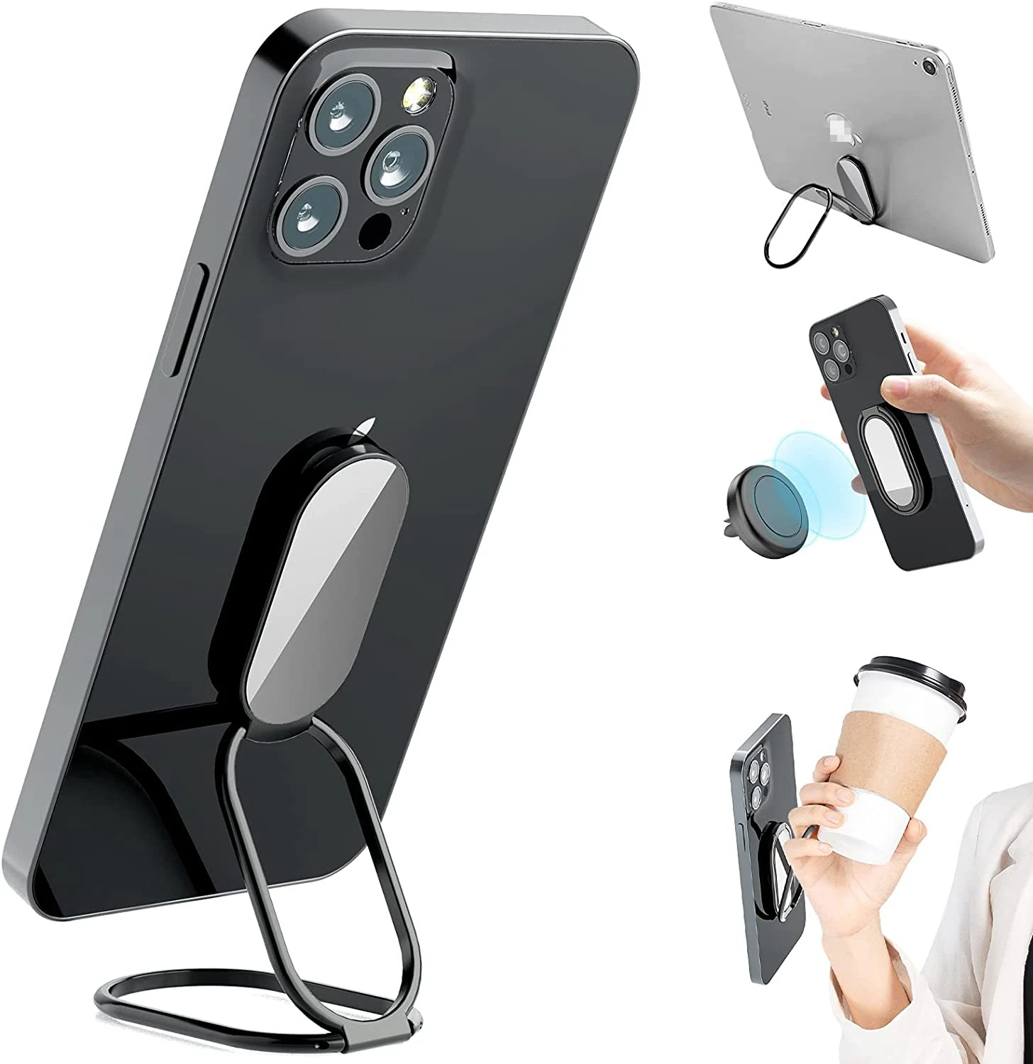 

360 Degree phone holder stand for iPhone 13, General Phone accessories finger ring holder, Black, silver, grey, rose gold