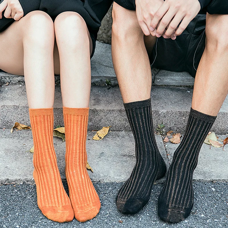 

Stonewashing technique double needle autumn winter comfortable and soft solid color matching socks