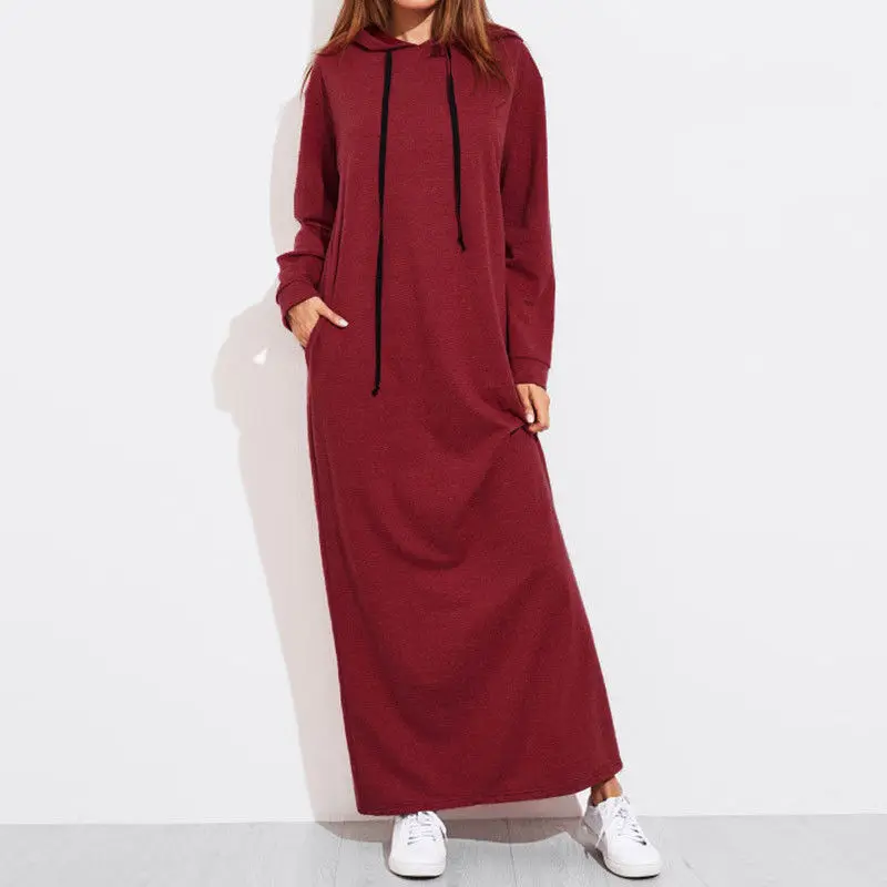 

Hot sale OEM plain pockets pullover Hoodies women long sleeve hoodies dress, Picture