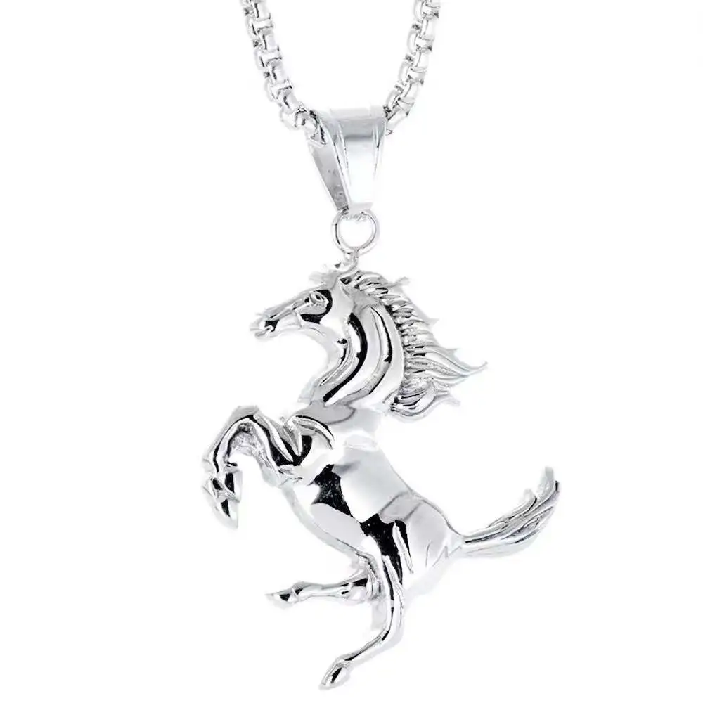 

Hot selling sweat blood Horse Pendant Retro Style Men's women's stainless steel Qianlima Necklace Jewelry