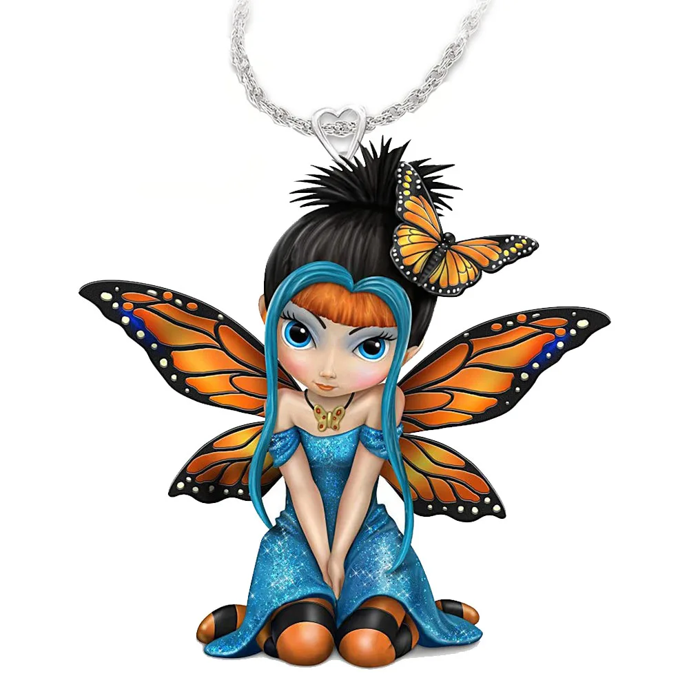 

Cartoon Fashion Butterfly Girl Cartoon Fairytale Alloy Necklace Women's Party Gift