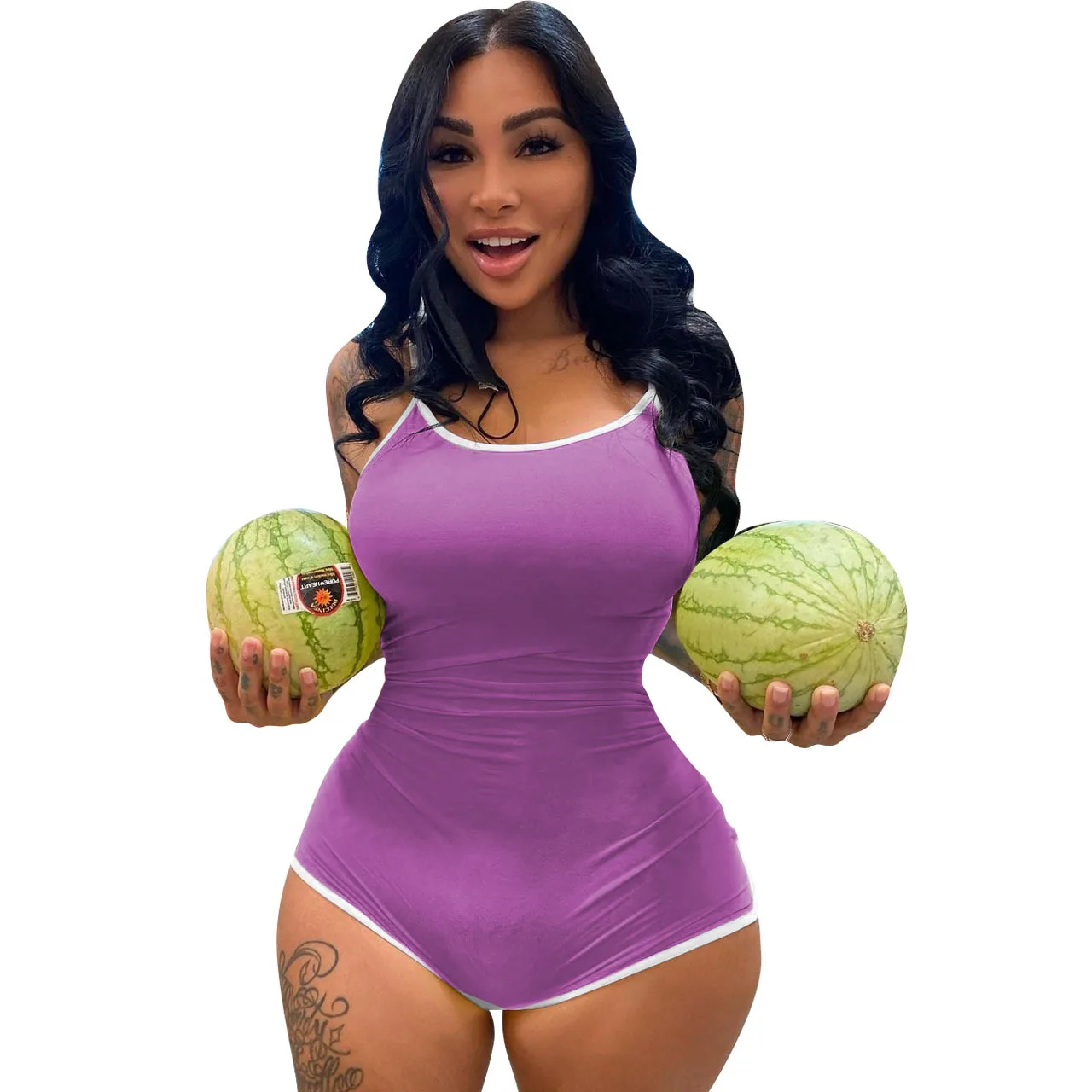 

custom logo wholesale summer casual sleeveless solid plus size jumpsuit