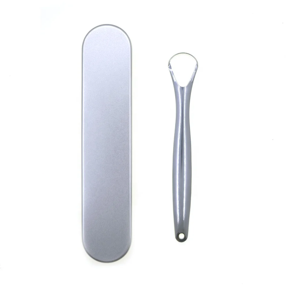 

Surgical Grade Stainless Steel Oral Hygiene Care Fresh Freath Tongue Scraper 1 PC with 1 Metal Box, Silver, also offer custom color