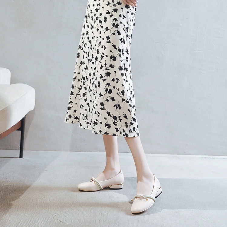 

2021 autumn shoes new style flat bottom easy to wear soft foldable bow cute casual style flat bottom women's shoes, Apricot