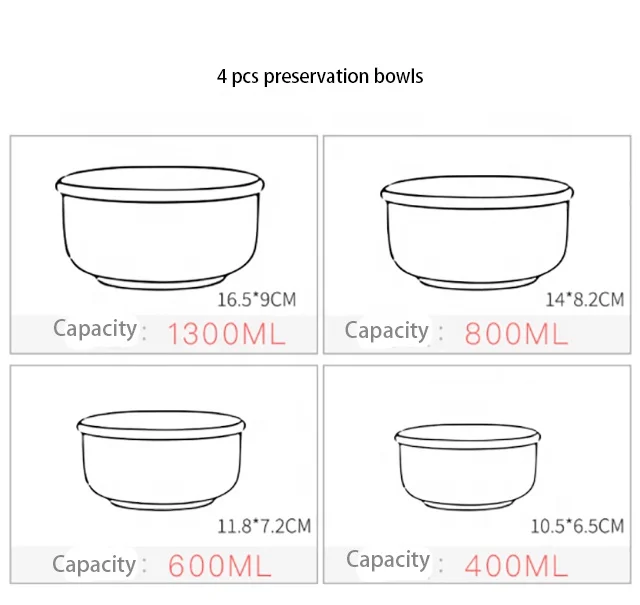 Mixing Bowls With Lids Food Storage Container Bowl Set Porcelain Soup
