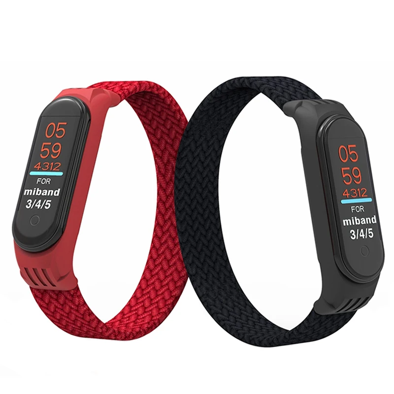 

Braided solo loop mi 5 4 3 band strap elstic nylon mi band 5 acessorios wristband replacable strap for mi band 4, Blue,red,gray,black,bright pink,red with blue,black with red, etc.