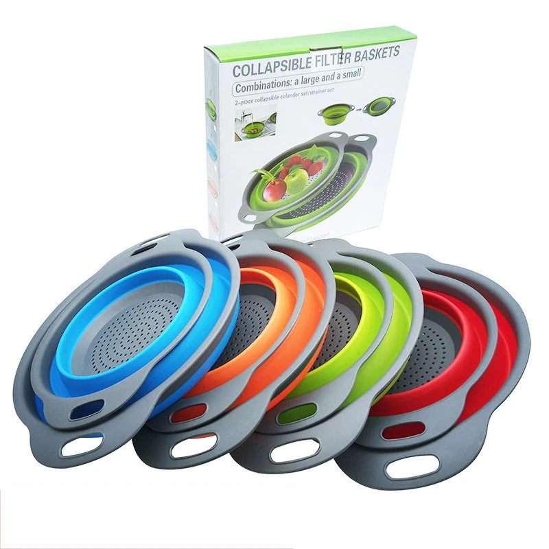 

Amazon Promotional Colador Plegable Collapsible Space Saving Silicone Colander Colador De Silicona With Strainer