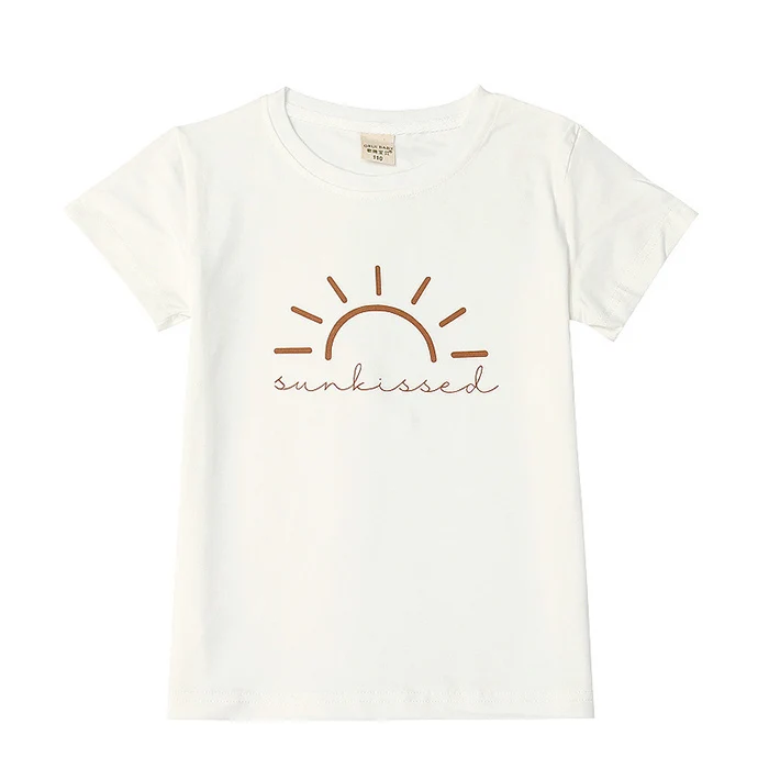 

Cute Kids Organic Cotton T Shirt Sunshine Clothes Toddler Custom Shirts, White