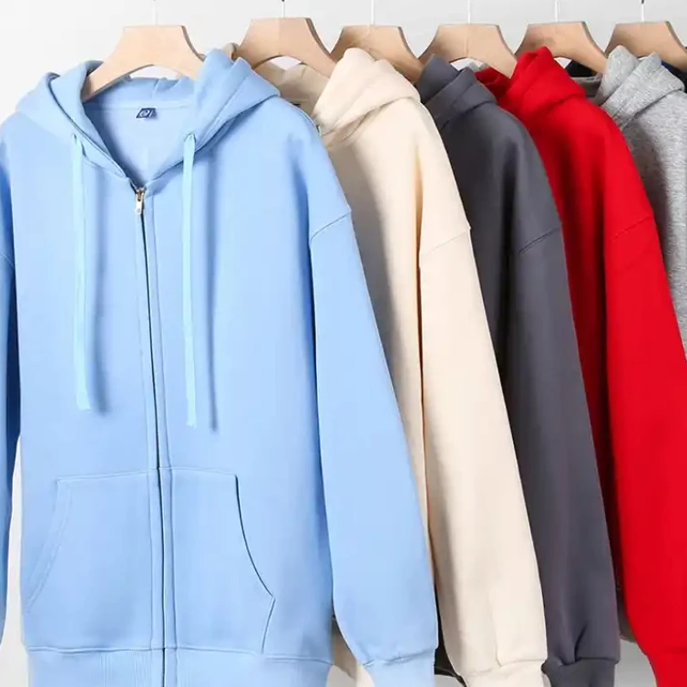 Fall Custom Logo 330GSM Men's Coat Blank Street Wear Unisex Superior Zipper Unisex Zipper Hoodie