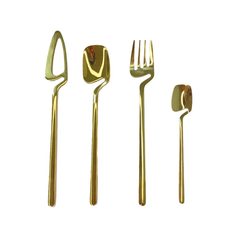 

Low Moq Eco-Friendly Luxury Hanging Cup Set Unique Design Flatware Set Stainless Steel 304 Spoon Fork Knife Set, Rose gold