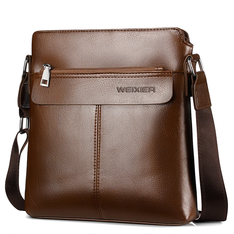 

Hot selling fashion brown PU leather business casual men shoulder messenger bag, Black and dark brown and light brown