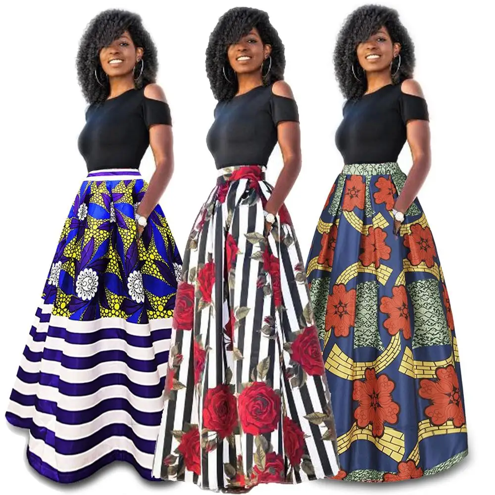

Multi-color Women Casual Bohemian Dress Print Classic Rose Short Sleeve Summer Pleated Adults Breathable Anti-static Skirt Set
