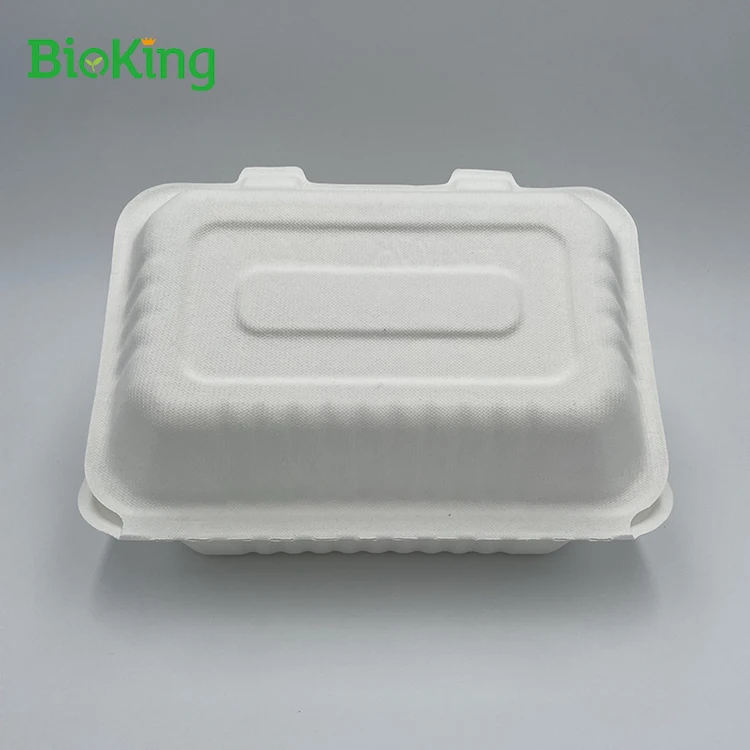 

Wholesale biodegradable food box Biodegradable Disposable Take-Away Fast Food Container Sugarcane Bagasse Box, Bleached;natural