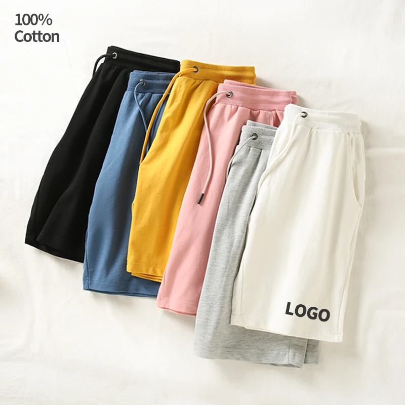 100% Cotton Terry Lining Summer Drawstring Half Pants