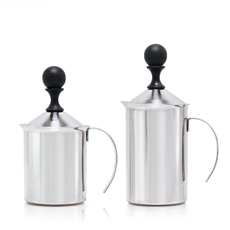 

DD478 Stainless Steel 400/600ml Fancy Latte Milk Frother Make Foam Shake Manual Coffee Mixer Stirring Cup, Black