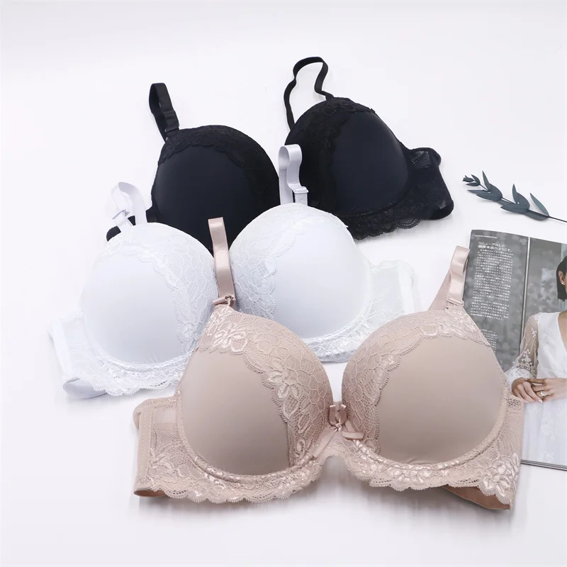 

JUNXI Plus Size Brassiere Full Cup Ladies Push Up Lace Bra, 3 colors