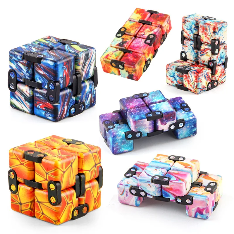 Mini Cube Blocks Desk Toy Magic Sensory Tool Blocks Puzzle Flip Cube Infinity Cube Fidget Toy