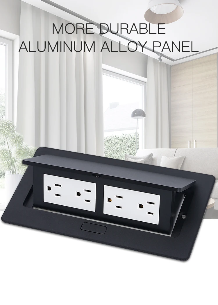 Factory sales black aluminum alloy multi module embedded table socket