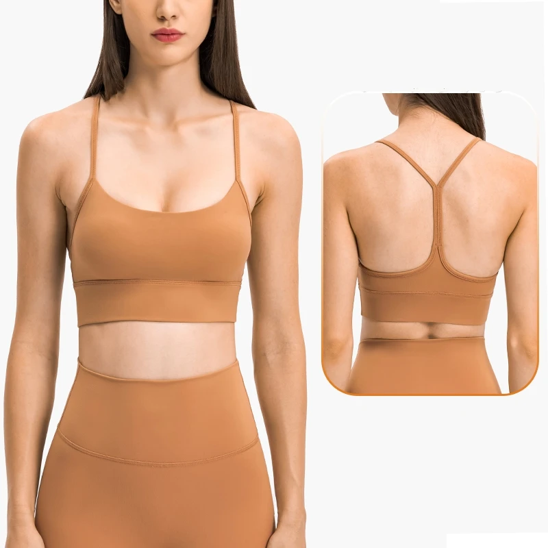 

New arrival open back sports bra women recycled fabric tummy control removable padding workout running bra, As you see or oem