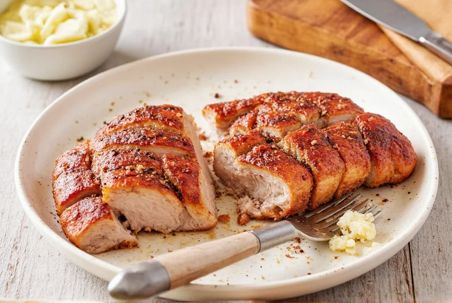 Seasoned pork loin on a plate