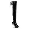 15cm high boots with knee-high boots clubs Cosplay pole dancing shoes boots After fine hairtail mouth high knee-high boots