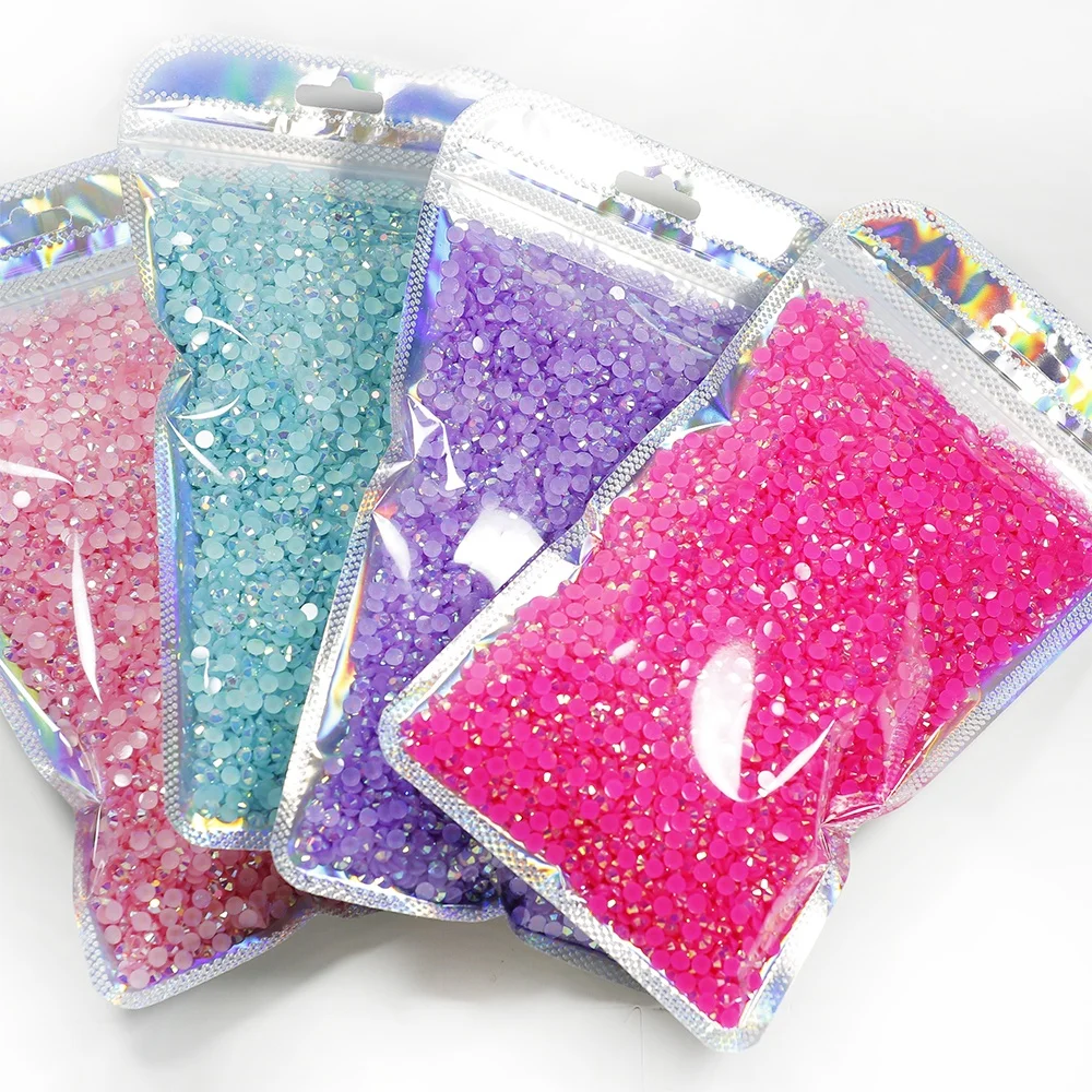 

High Grade Garment Shoes Bags Rhinestone Bulk Package Jelly Resin Yantuoartctory Wholesale AB Colors Nail Art 2 Bags Round Shape