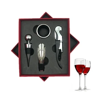 Image of Amazon Top Seller 2019 Bar Tools Wine Bottle Opener 4pcs Set Creative Personalized Stainless Steel Wine Corkscrew Gift Box