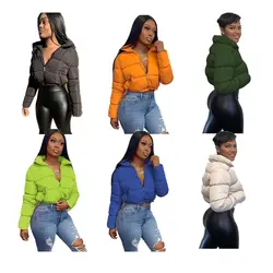 2021 Women Puffer Bubble Crop Coats Puff Ladies Ja
