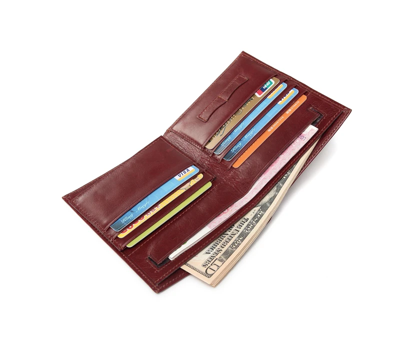 

Distressed Genuine Leather Men Long Slim Bifold Leather Clutch Card Holder Travel Casual Walletss, Customized color