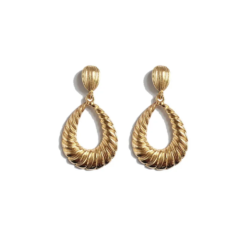 

2021 Hotselling Textured Hollow Warterdrop Earrings Gold Silver Plated Geometric Tear Drop Earrings