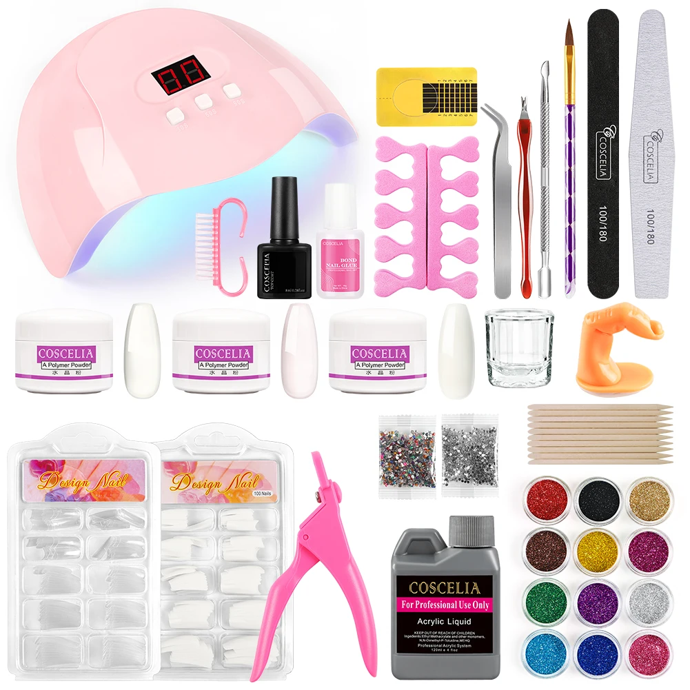 

COSCELIA 36W UV Nail Lamp Acrylic Powder Nail Glue Nail Glitter Powder, 3 colors