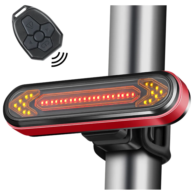 

Remote Control Bike Taillight USB Rechargeable Bicycle Tail Rear Light Turn Signal Braking Warning Wireless LED Cycling Lantern, Yellow