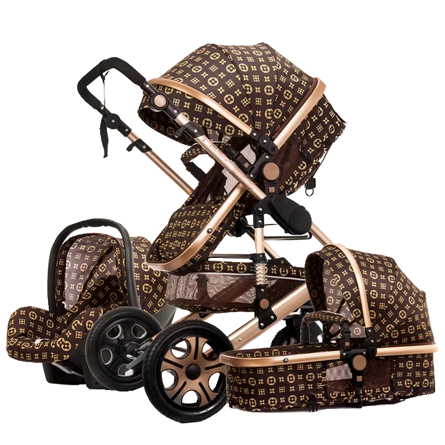 

Luxury Baby Stroller High View Baby Pram Carrier Chinese Supplier Directly Sale 3 in 1 Leather Custom OEM Customized Frame Logo