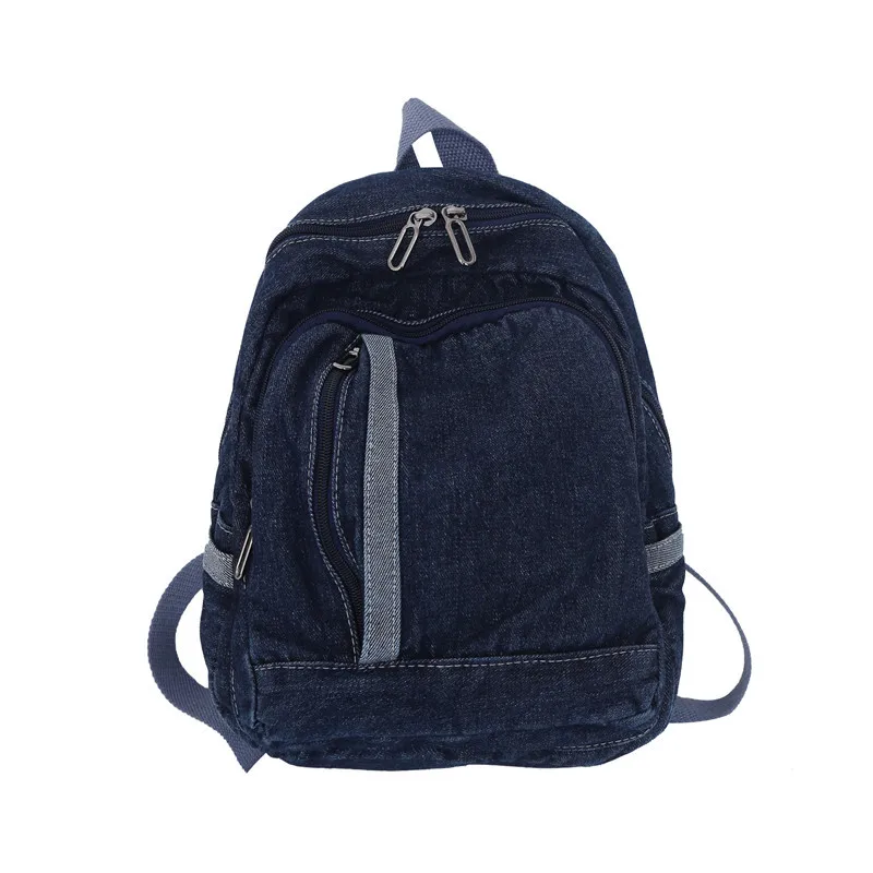 

Custom Jean Boys Girls Teenager Campus Back Pack Casual College Travel Bag Women Student Denim School Backpack, Blue