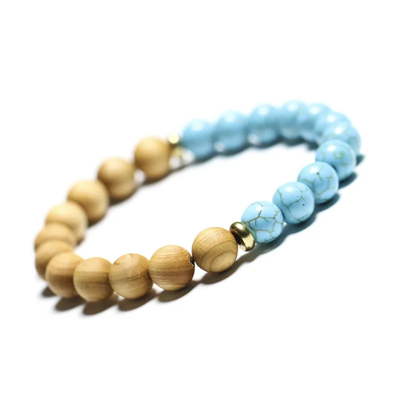 

Latest Designs Natural Stone Turquoise Wood Beads Men Jewelry Bracelet Wholesales