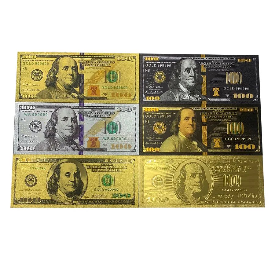 

Gold Foil Banknote Usd 100 Dollars Bill Commemorative Dollars Silver Banknotes Black Collection Card Usa Dedor Gift