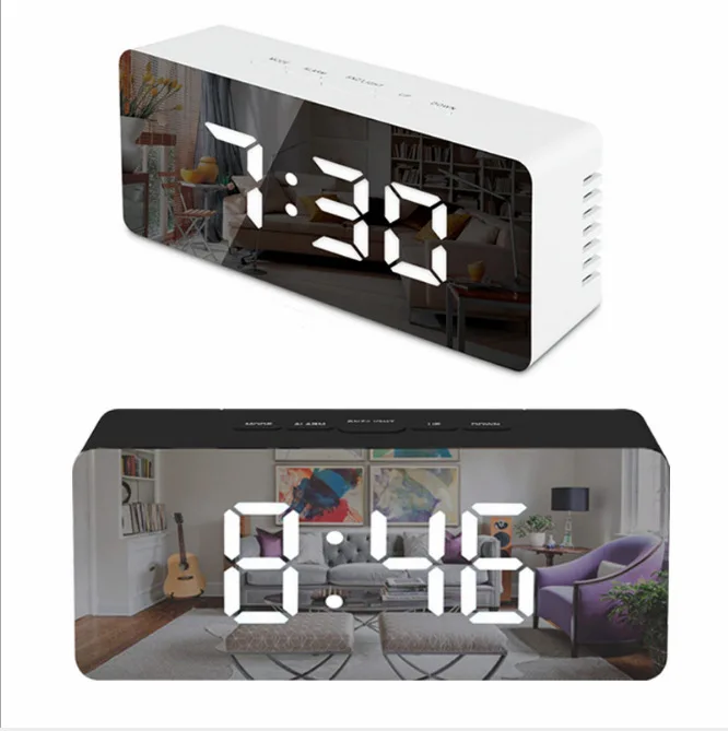 

Hot selling Popular Clock Table Customable Logo Snooze function Digital Alarm Clock Mirror