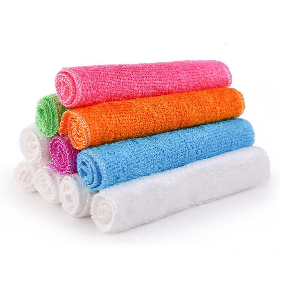 

Naturally Odor Free Washable Reusable Absorbent Sustainable Durable Bamboo Antibacterial Kitchen Cleaning Cloth Dish Cloth, 6 colors for choose