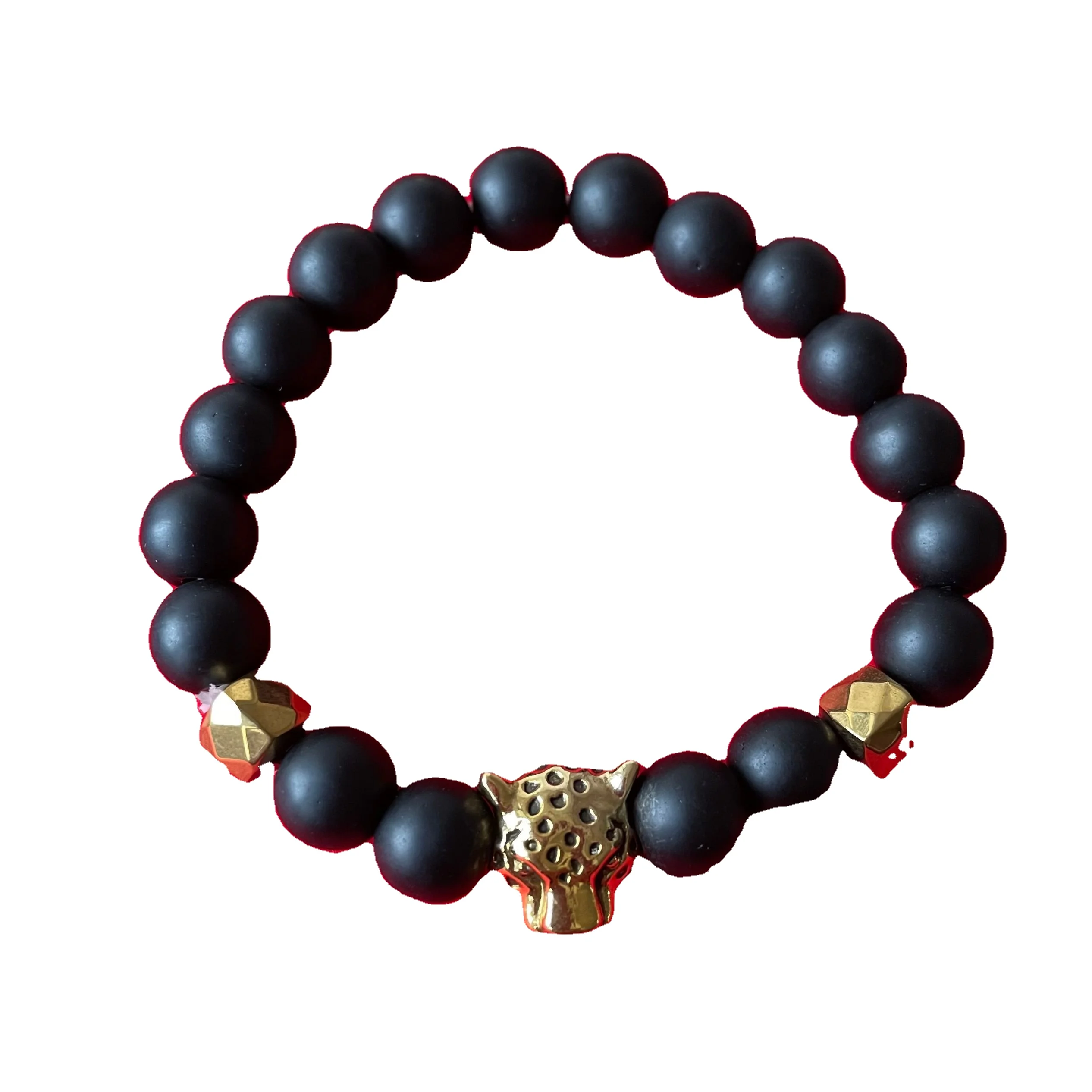 

custom natural stone lion wolf skull buddha bracelets Boho Yoga gifts natural matt Onyx quartz stone bracelets wholesale, As picture