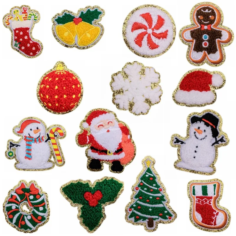 

Christmas Embroidered Patches Chenille Grinchy Sequin Iron On Patch