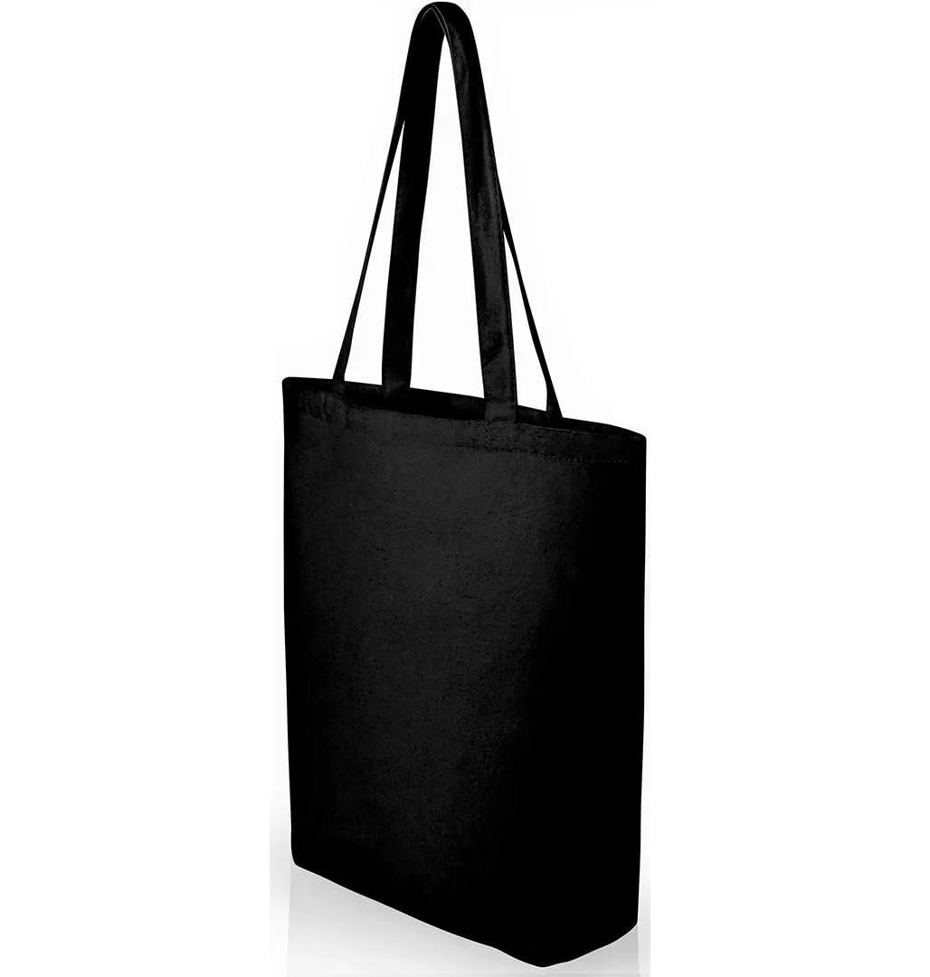 重型黑色帆布手提袋与底部角撑板的工艺品/购物/杂货/书籍bsci sedex