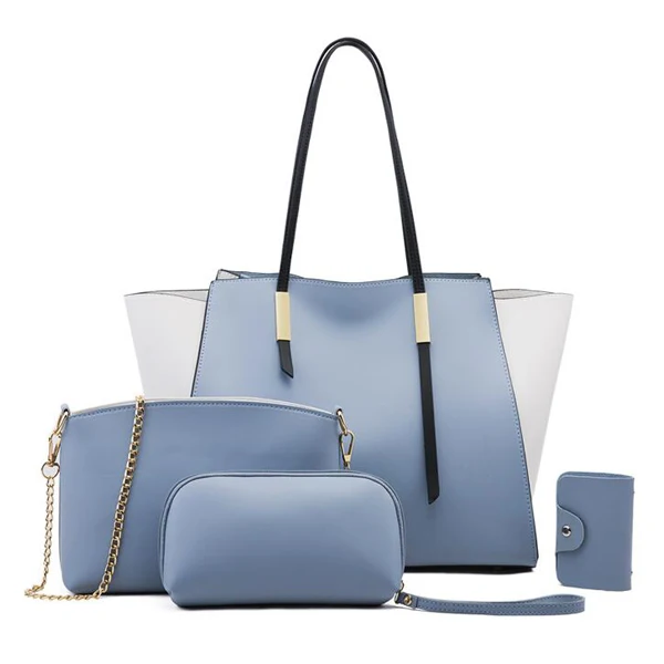 

Large Tote bag PU leather fashion trendy designer ladies 4pcs hand bag set 4 in 1 handbags sets for women
