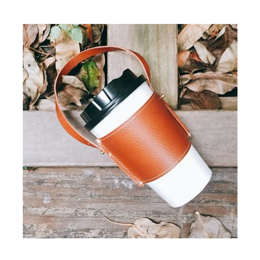 

YY Factory Wholesale Leather Insulated Coffee Cup Sleeve Carrier Beverage Bag Organizer Holder for Gift