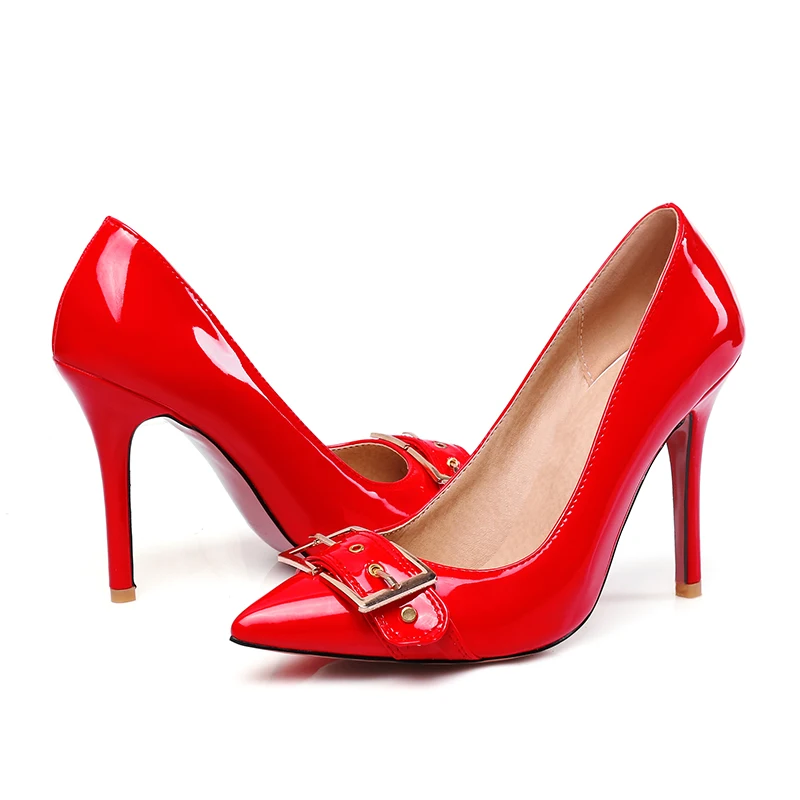 

Red Patent Leather Modern Woman 10 cm Stiletto High Heels, Red,black,white,apricot