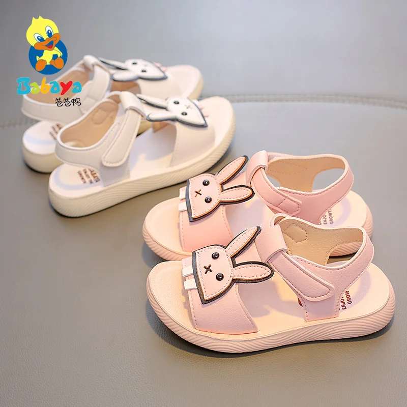 

30001 HUANQIU2020 Cheap Summer Kids rabbit Sandals Shoes For Girls, Blue/pink